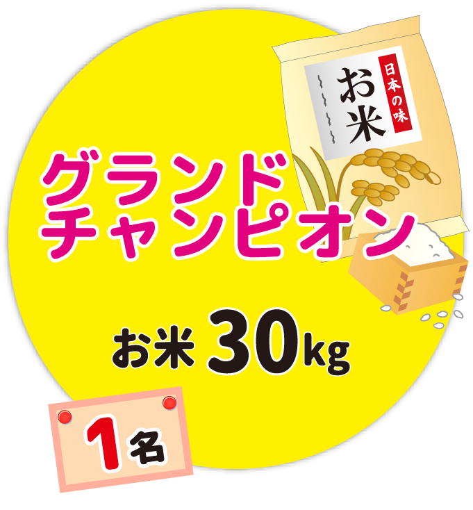 グランドチャンピオン=お米30kg 1名